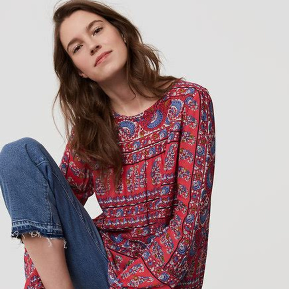 LOFT Tops - LOFT Fan Floral Blouse - lightly worn